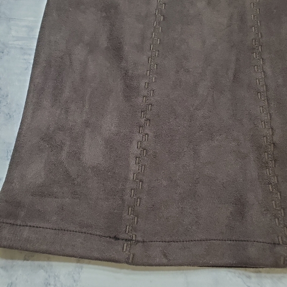 LOVE Riche Mini Skirt Womens Small Charcoal Brown Microsuede Western Embroidery - Picture 6 of 14